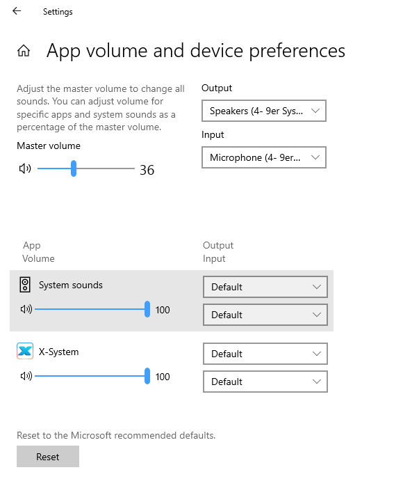 windows sound settings input selection